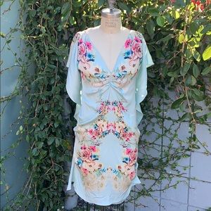 Yoana Baraschi silk dress pale blue floral